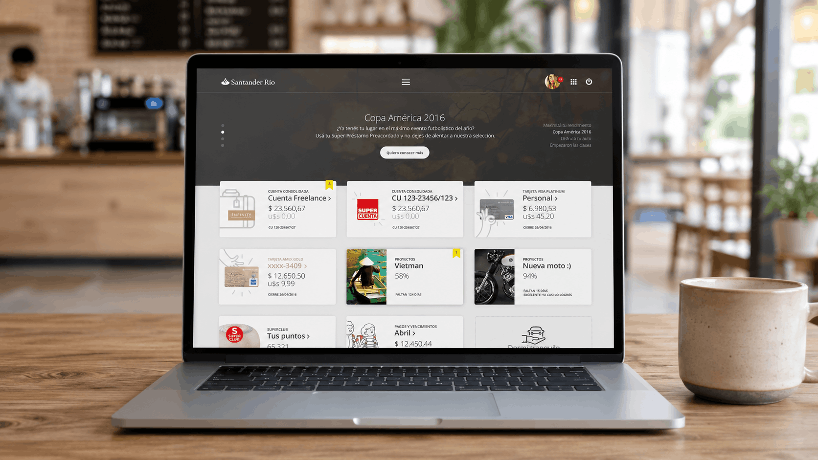 Santander online and mobile banking design board