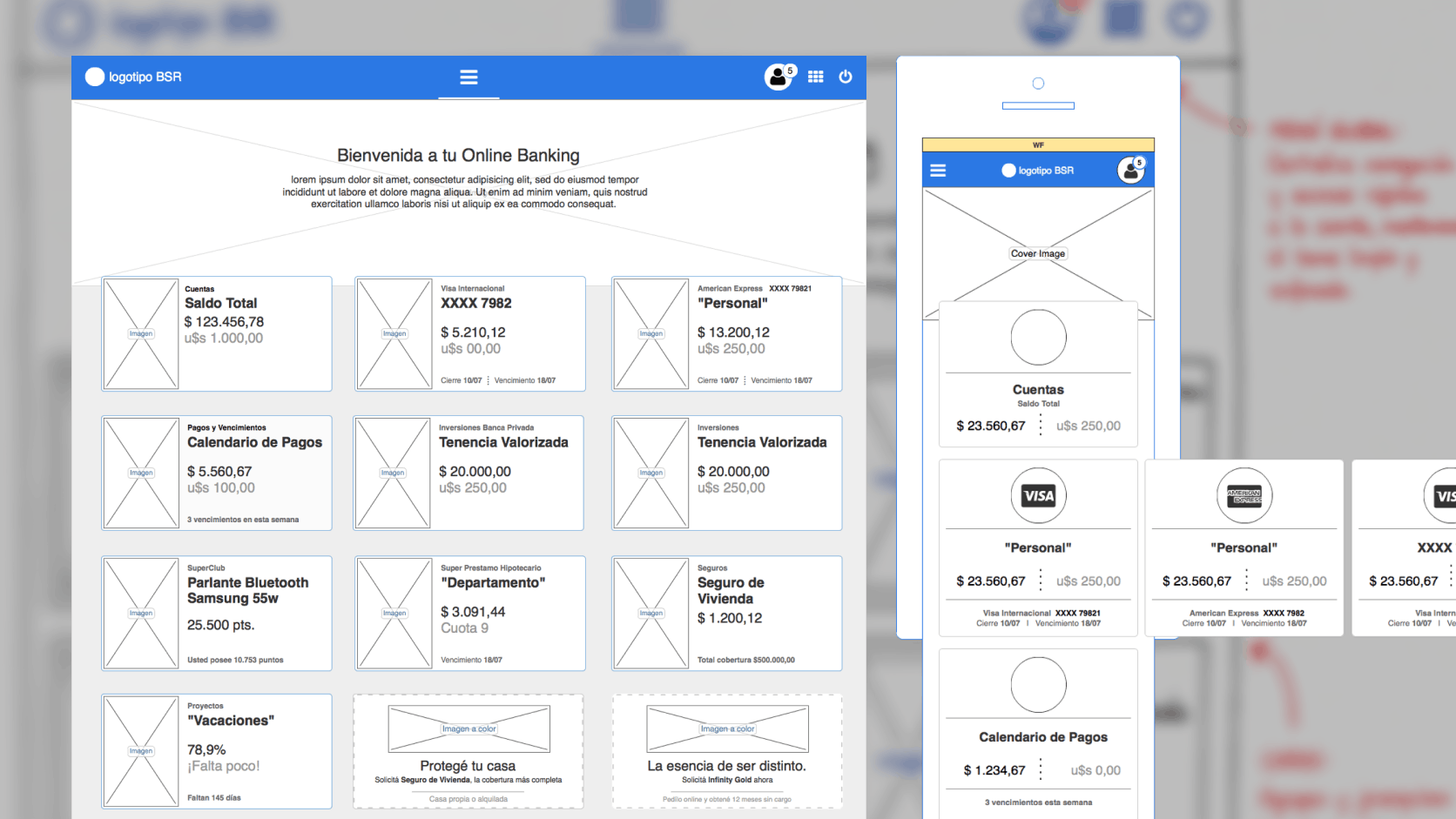 Santander online and mobile banking design board