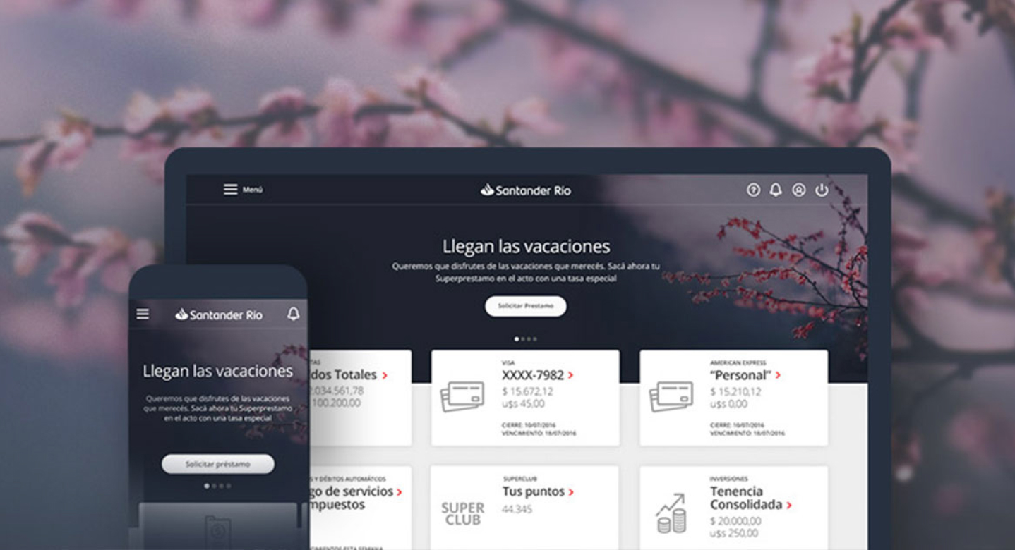 Santander online and mobile banking design board
